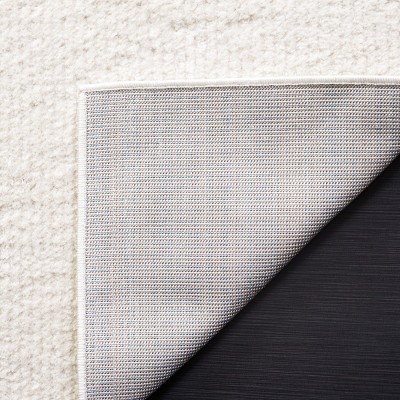 Ivory Geometric Hand-Knotted Round Synthetic Rug