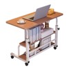 Portable Rolling Desk w/Wheels, Mobile Computer Desk for Small Space, Small Standing Desk with Shelves for Home Office Study, Sofa Side Table - 3 of 4