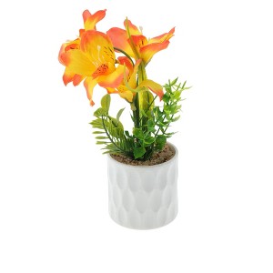Unique Bargains Artificial Plants Five-Headed Daffodil Bonsai Plastic 2.76"x2.76"x9.45" 1 Pcs - 1 of 4