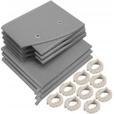 Gray Fabric Collapsible Under Bed Storage Box with Rope Handles
