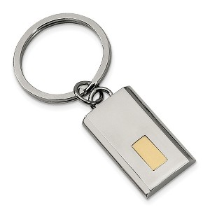 Black Bow Jewelry Men's Stainless Steel and 24k Gold Plated Accent Key Chain - 1 of 3