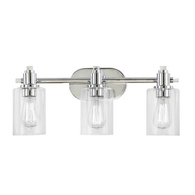Photo 1 of 3-way Light Vanity Ceiling Light with Clear Glass Shade Chrome - Decor Therapy
