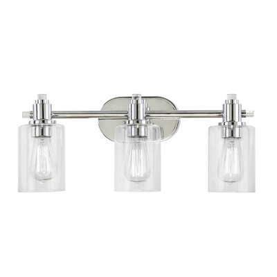 Photo 1 of 3-way Light Vanity Ceiling Light with Clear Glass Shade Chrome - Decor Therapy