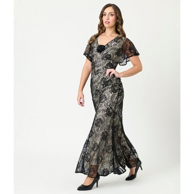 Unique Vintage Women's Flutter Sleeve Gown
