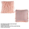 22-Inch Plush Pillow– Luxury Square Floor Pillow Insert and Shag Glam Cover Set– For Bedroom or Living Room by Lavish Home (Pink) - 3 of 4