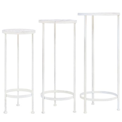 vidaXL Plant Stand Antique White Metal Medium Stackable Plant Stand