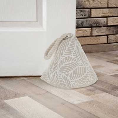 Natural White Cotton Jungle Print Weighted Floor Stop