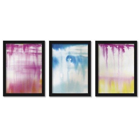 (set Of 3) Dip Tye Dye By Sue Schlabach Black Framed Triptych Wall Art ...