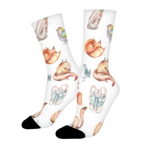 Watercolor Animals Women Printed Crew Socks Funny Funky Socks Soft Polyester Novelty Gifts for Artists Men - 1 of 1