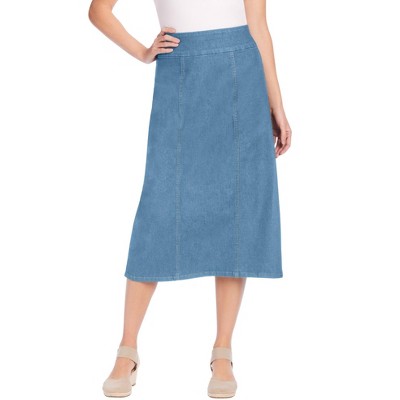 Woman Within Women's Plus Size Flex-Fit Pull-On Denim Skirt