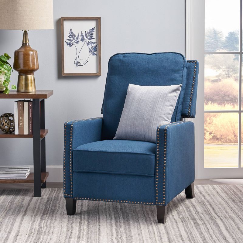 Cecelia Traditional Fabric Recliner Navy Blue - Christopher Knight Home, 3 of 8
