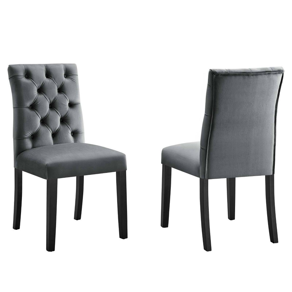 Photos - Chair Modway Set of 2 Duchess Performance Velvet Dining  Gray  