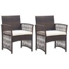 vidaXL Patio Armchairs with Cushions Outdoor Lounge Chair 2 Pcs Poly Rattan - Brown - 2 of 4