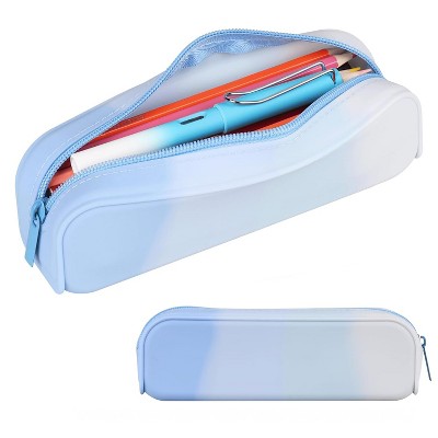 Boersma Blue Pencil Case – Large Capacity Waterproof Silicone Pen Pouch, Aesthetic Stationery Organizer for School, Office, Teen Boys & Girls