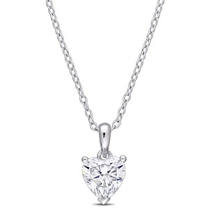 EVERLY JEWELRY | Sterling Silver 1 CT DEW Created White Moissanite Fashion Pendant With Chain, 18-inch - 1 of 4