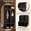KWPZQEB Farmhouse Wooden Style Hall Tree with Bench, Coat and Shoe Cabinet with 5 Hooks & 7 Storage Shelves, 3-in-1 Hall Tree for Entryway, Hallway - 4 of 4