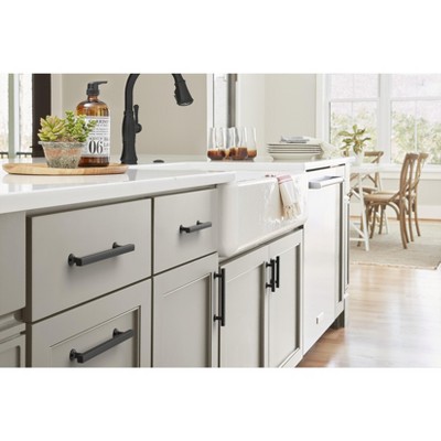 Matte Black 7-9/16 Inch Modern Cabinet Pull with Mounting Hardware