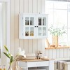 LuxenHome White MDF Wood Glass Pane Bathroom Wall Cabinet - 4 of 4