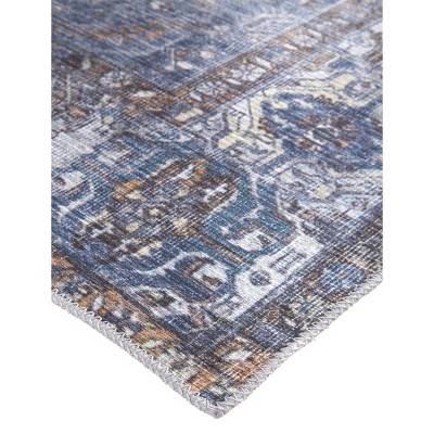 Percy Blue and Brown Rectangular Chenille Area Rug