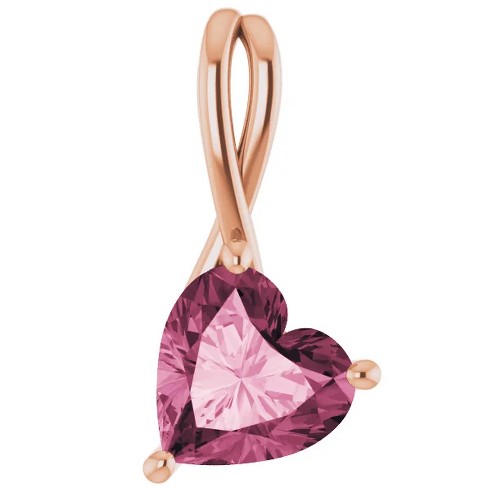 Pompeii3 2ct Pink Topaz Women's Heart Pendant in 14k Gold Necklace 6mm Tall - image 1 of 4