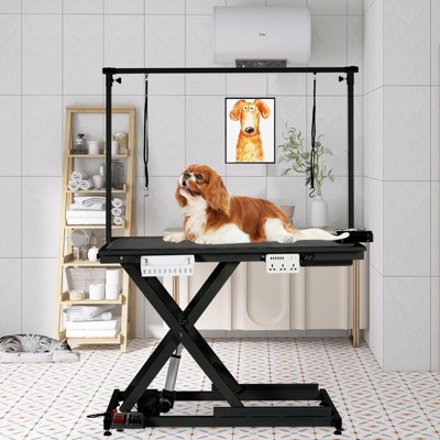 Garvee 50" Electric Dog Grooming Table, Height Adjustable Pet Grooming Table with Leveling Wheels, Grooming Arm, Anti Slip Tabletop Tool Organizer