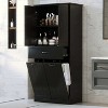 ORRD Bathroom Storage Cabinet with Two Laundry Baskets, Storage Cabinet with Doors and Drawer for Home, Black - 3 of 4