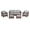 Sonkuki 5 Pieces Patio Sofa with Ottomans Set, All-Weather PE Rattan Wicker, Small Patio Conversation Couch with Cushion - 2 of 4