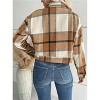 Coolmee Women's Flannels Cropped Shacket Jackets Lapel Collar Fall Fashion Plaid Jackets Button Down Shirt Fall Coats Tops with Pockets L Khaki - 4 of 4