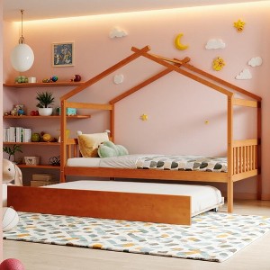 Merax Twin Size House Bed with Pull-Out Trundle - 1 of 4