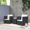 Resenkos Folding Wicker Bistro Set, Cushions and Glass Coffee Table for Porch, Balcony, - 3 of 4
