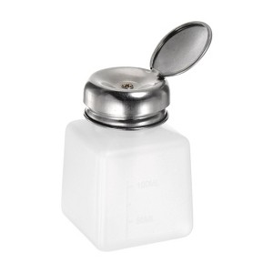 Unique Bargains Plastic Makeup Remover Nail Polish Push Down Alcohol Dispenser Bottles 3.4oz White - 1 of 4