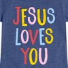 Girls' - Instant Message - Jesus Loves You Fitted Short Sleeve Graphic T-Shirt - 2 of 4