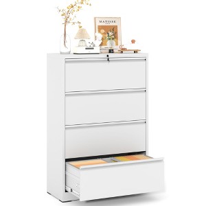 Munora - 5-Drawer Lateral File Cabinet with Lock - Wide Storage for Letter/Legal/A4 Files - White - 1 of 4