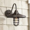 John Timberland Marlowe Rustic Industrial Farmhouse Outdoor Wall Light Fixture Painted Bronze Cage 16 3/4" Clear Glass for Post Exterior Barn Deck - 2 of 4
