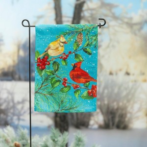Evergreen Cardinal Couple Suede Garden Flag 12 x 18 Inches Indoor Outdoor Decor - 1 of 4