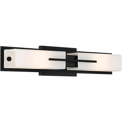 Midtown Black and White Glass 27" Dimmable Wall Light