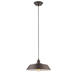 Chloe Lighting Ironclad Industrial-Style 1 Light Rubbed Bronze Ceiling Mini Pendant 14" Wide - 1 of 4