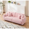 3-Seater Teddy Fleece Sofa, Compact Design Sofa with Modern Metal Legs and Throw Pillows, Sofa with Sponge Filling Cushions-Coolbibila - 2 of 4