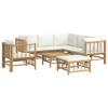 vidaXL 8-Piece Bamboo Outdoor Patio Lounge Set with Cream White Cushions - Backrest, Armrest, and Cushions Included, Ideal for Garden, Deck - 3 of 4