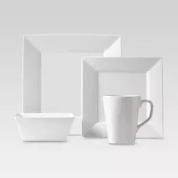16pc Porcelain Square Dinnerware Set White - Threshold™