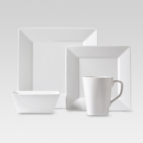 16pc Porcelain Square Dinnerware Set White - Threshold™ - image 1 of 3