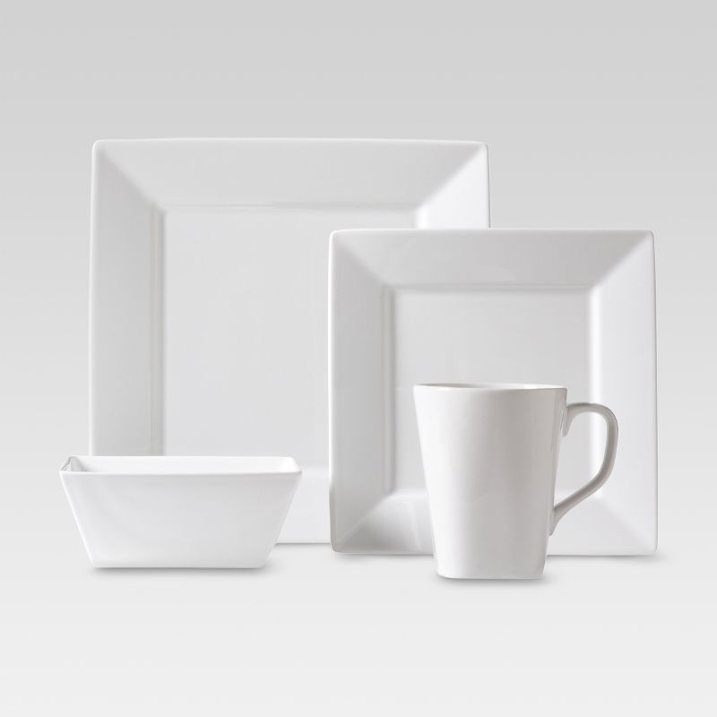 16pc Porcelain Square Dinnerware Set White - Threshold&#8482;, 1 of 7