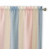 Kate Aurora 2 Pack Rainbow Striped Rod Pocket Semi Sheer Linen Window Curtain Panels - 2 of 2