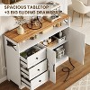 47.2" Modern Farmhouse Sideboard Buffet Cabinet with Storage, Built-in Power Outlet, 3 Drawers & 2 Barn Doors, Large Wood Coffee Bar Table - 4 of 4