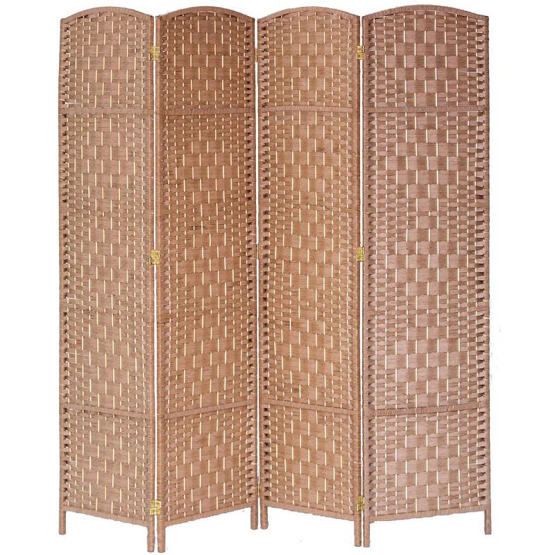 Legacy Decor 3, 4, 5, 6, or 8 Panels Diamond Weave Bamboo Fiber Privacy Partition Screen, Black, Brown, Red/Honey, Or Beige Color, 1 of 2