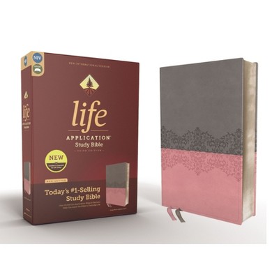 Niv, Life Application Study Bible, Third Edition, Leathersoft, Gray/Pink, Red Letter Edition - (NIV Life Application Study Bible, Third Edition)