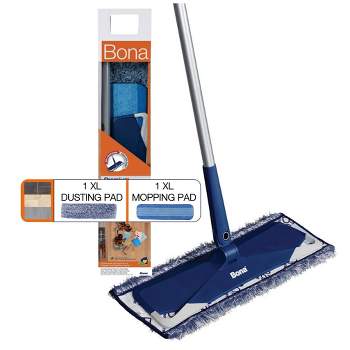 Bona Floor Mop Starter Kit - 2-in-1 Wet + Dry Floor Sweeping + Mopping - 1 Mop, 1 Reusable Sweeping Pad, 1 Reusable Mopping Pad