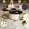 INFURNIC Coffee Tables Modern Round Nesting Coffee Table with Fluted Design and Drawer Chic White and Gold Finish, Black, 27.6"*27.6"*15.7" - 4 of 4