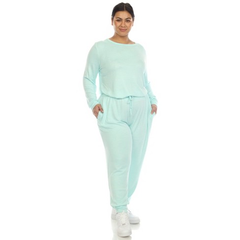 Plus Size 2 Piece Lounge Set Turquoise 1X - White Mark