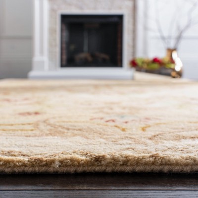 Beige and Light Gold Handmade Wool Tufted Area Rug